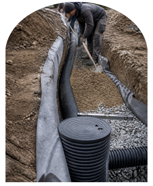 Монтаж дренажной системы участка под ключ в Люберцах качественно